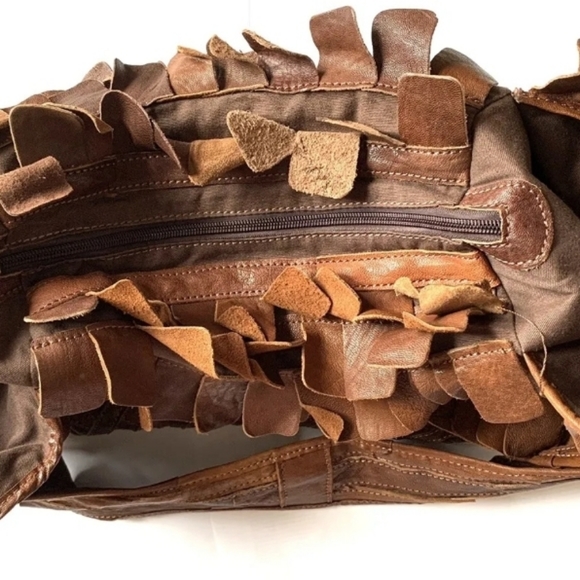 JESSLYN BLAKE Pieced Leather Large Hobo Handbag-SHAGGY - Picture 5 of 8